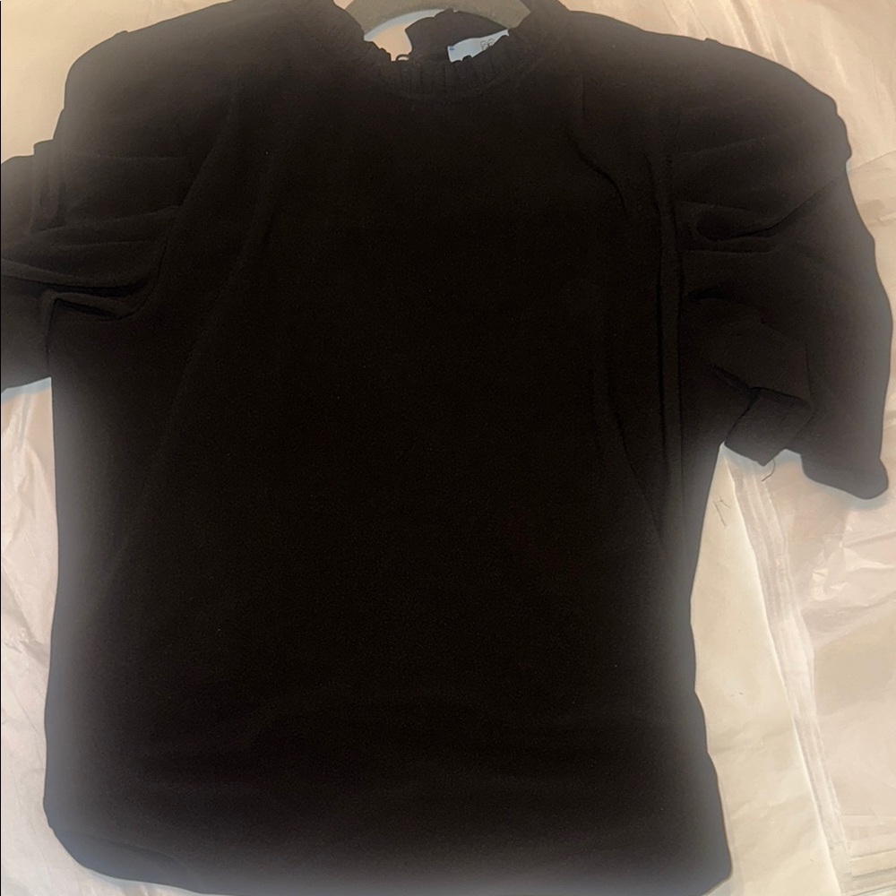 CeCe Black Puff Sleeve Blouse